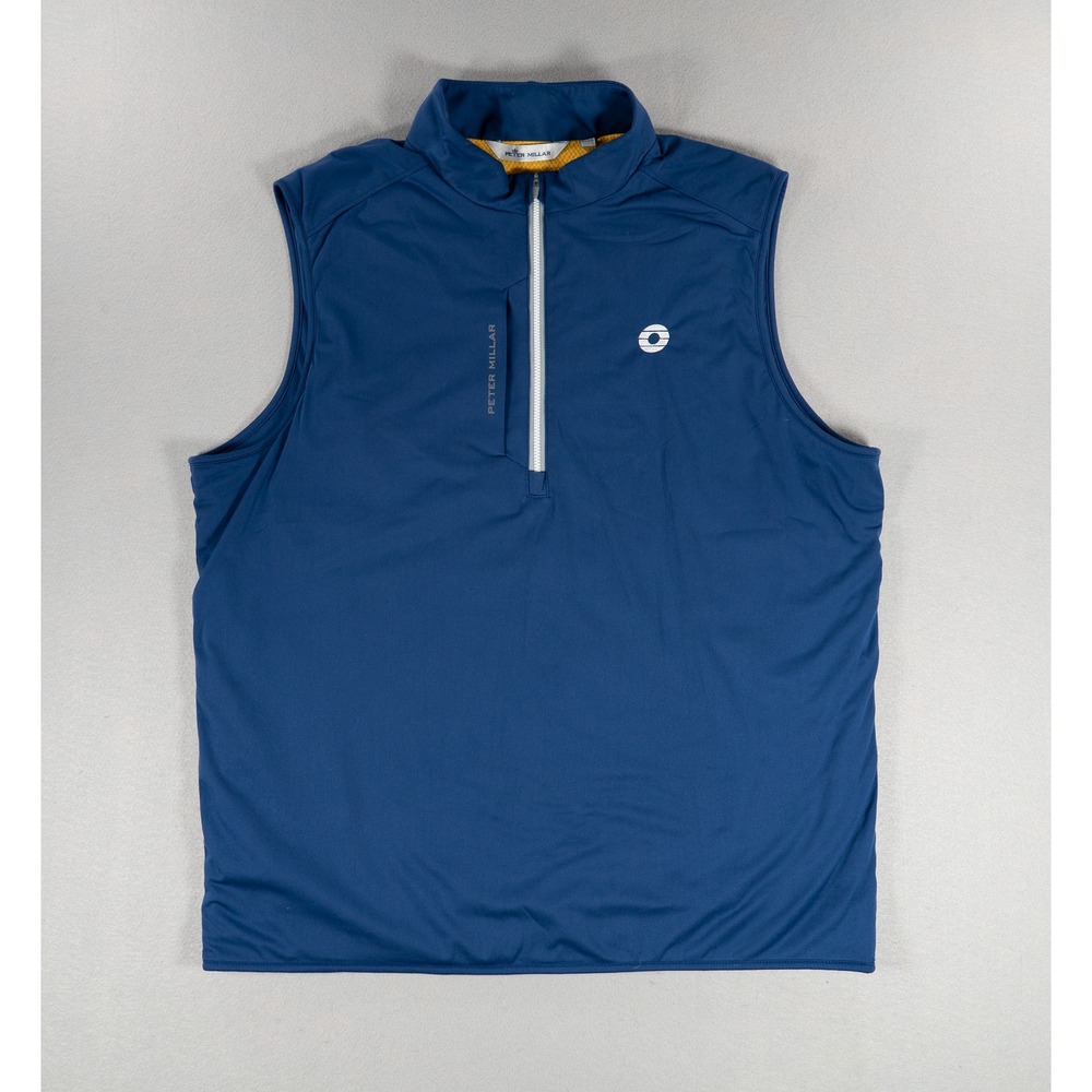Peter Millar Men L Blue Quarter Zip Golf Vest Performance Stretch Windbreaker